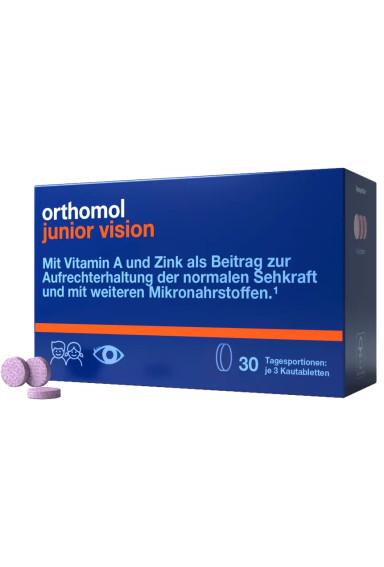 Orthomol Junior Vision (жевательные таблетки со вкусом черники-персика). MOONALI. Фото 2