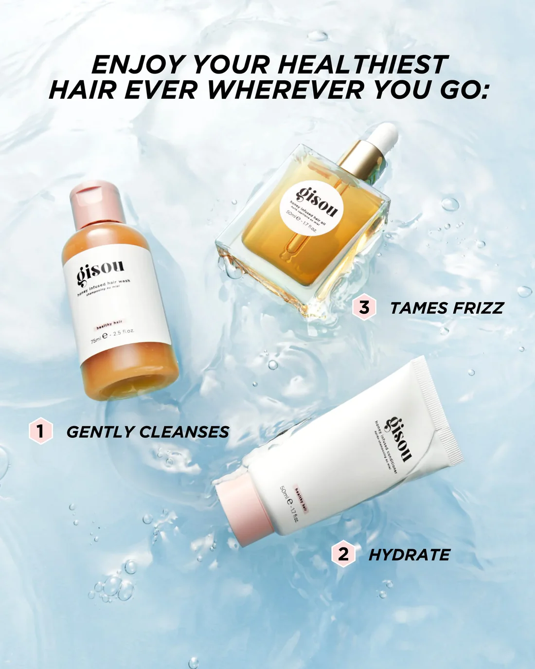 Gisou - Набор для волос Honey Glow Essentials Set - Фото 3